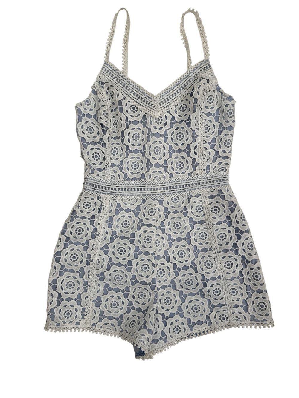Endless Rose White Floral Guipure Lace Romper Size S - Picture 1 of 5